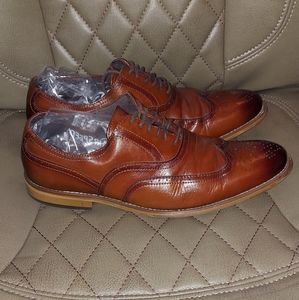Stacy Adams Men’s Dunbar Wingtip Oxford Shoes, Cognac 8M w/New Heels